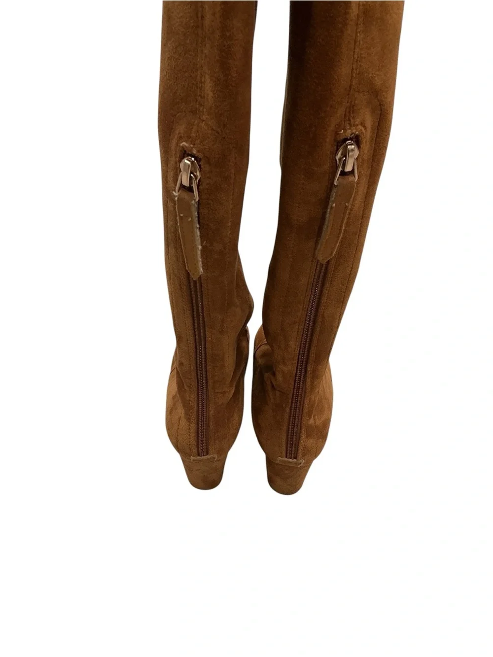 Goodnight Macaroon Marlo Thigh High Boots Women 6 Brown Suede OTK Block Heel